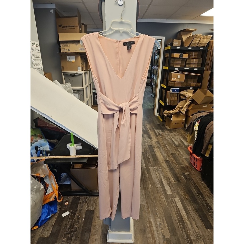 Tahari Blush Rose Pink Sleeveless Capri Midi Jumpsuit Women's Size 6 Zip